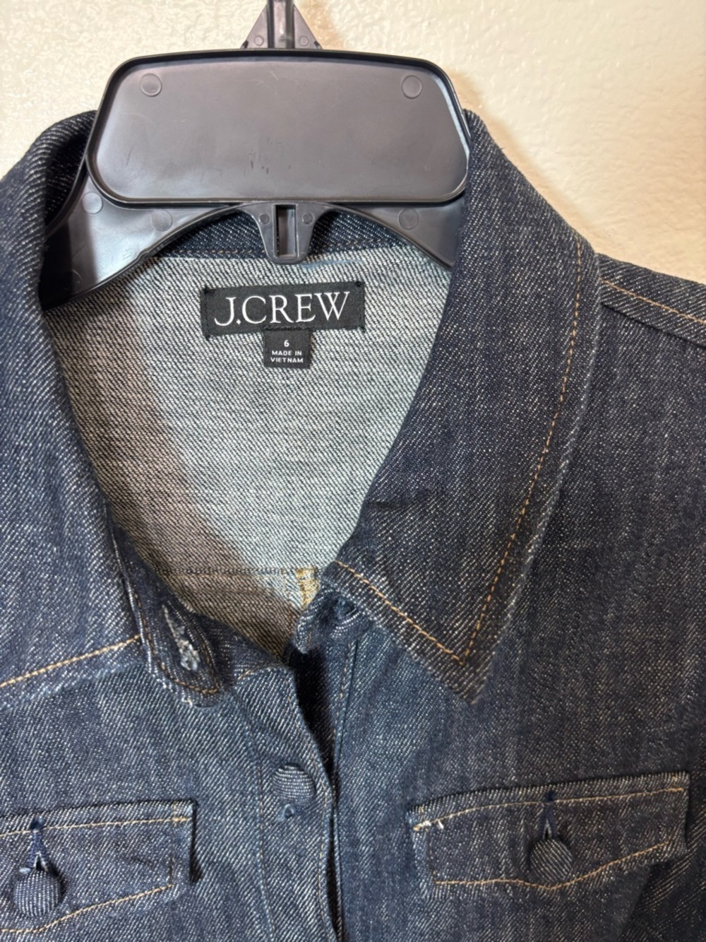 J. Crew Dark Indigo Denim Button-Front Midi Dress with Tie Waist business casual - Picture 4 of 6